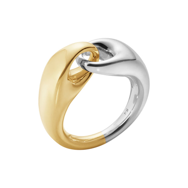 Reflect Large Link Silver & 18K Gold Ring