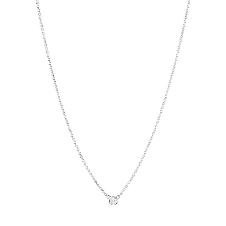 Signature Solitaire 18K White Gold Necklace w. 0.05ct Diamond