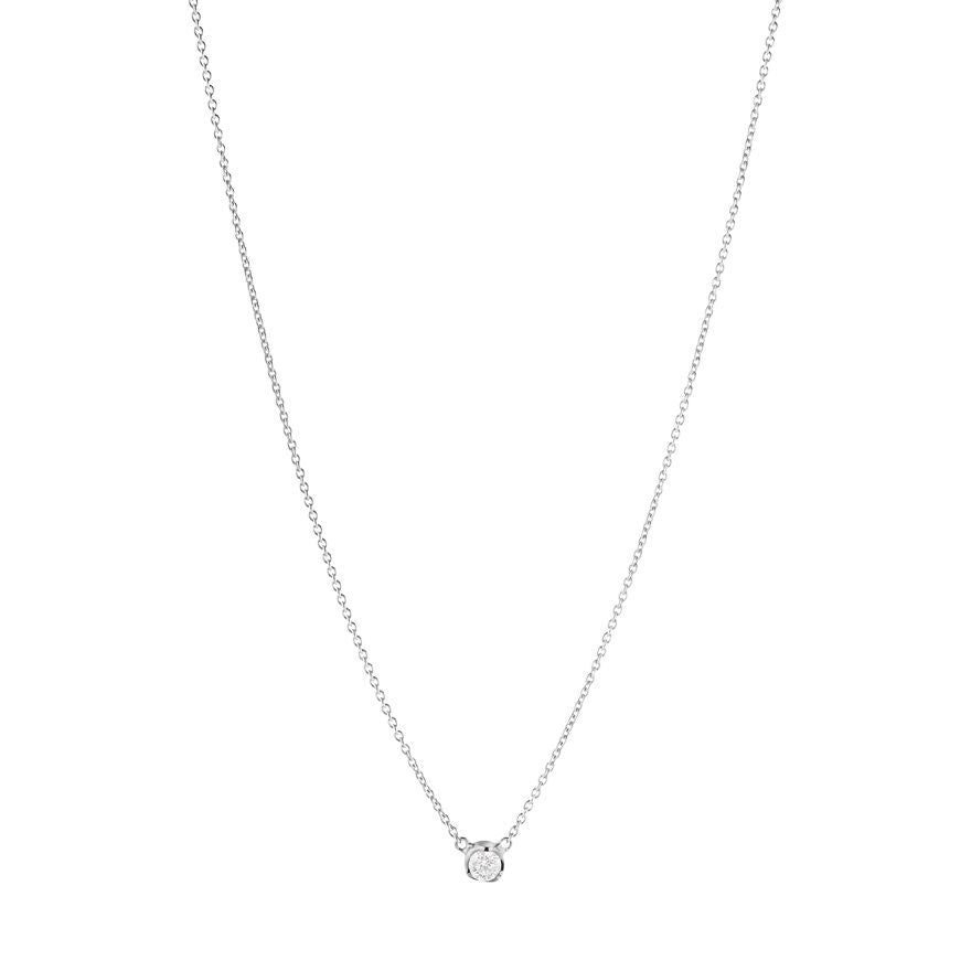 Georg Jensen Signature Solitaire 18K Whitegold Necklace w. 0.10ct ...