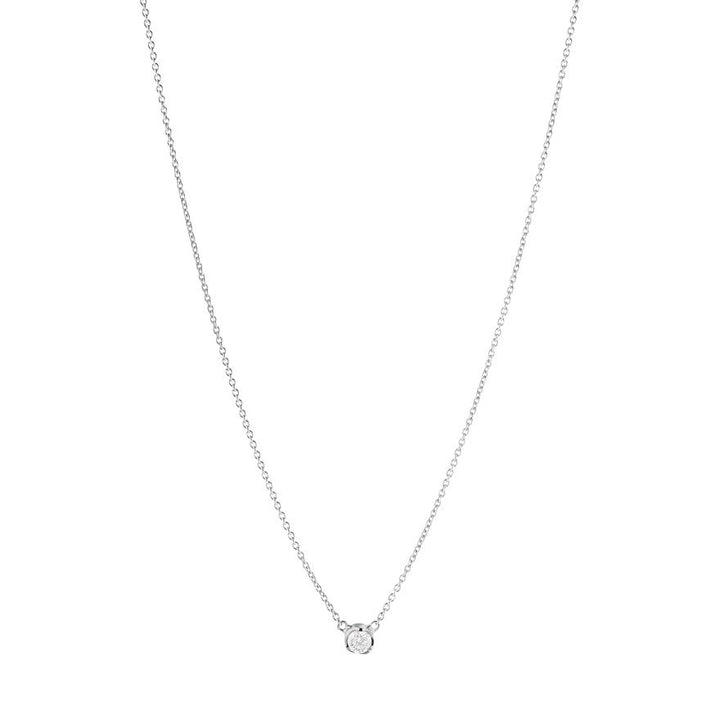 Signature Solitaire 18K White Gold Necklace w. 0.10ct Diamond