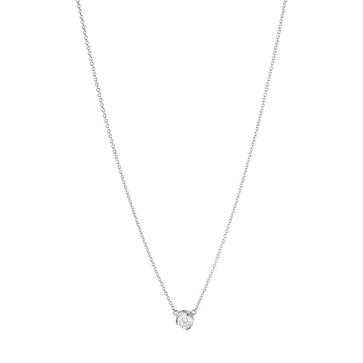 Signature Solitaire 18K White Gold Necklace w. 0.20ct Diamond