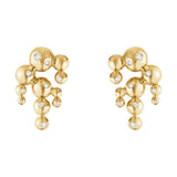 Moonlight Grapes Chandelier 18K Gold Earrings w. Diamonds