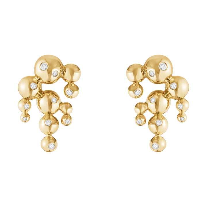 Moonlight Grapes Chandelier 18K Gold Earrings w. Diamonds