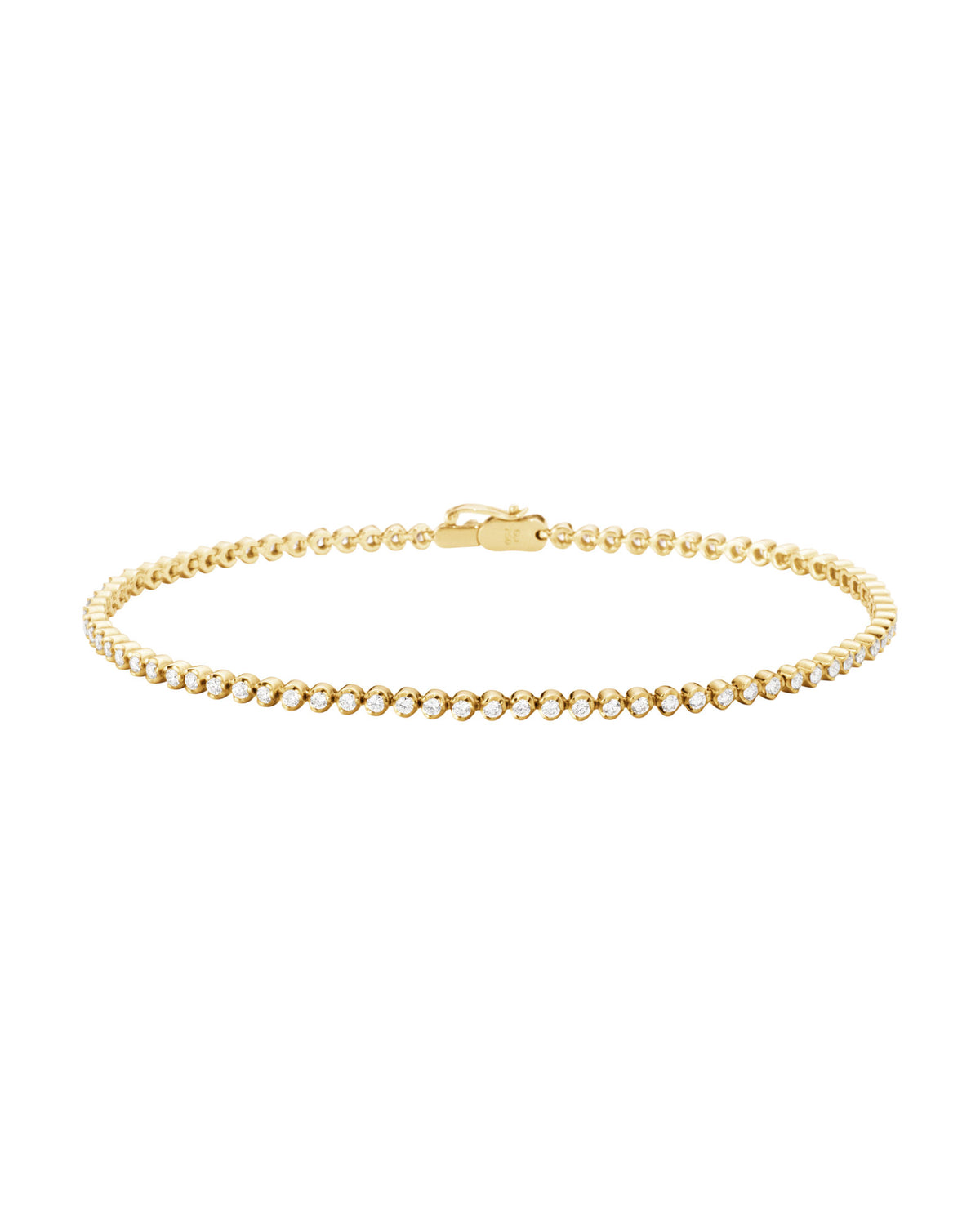 Signature Slim Tennis 18K Gold Bracelet w. Diamonds