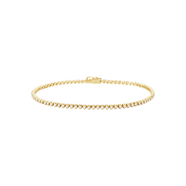 Signature Slim Tennis 18K Gold Bracelet w. Diamonds