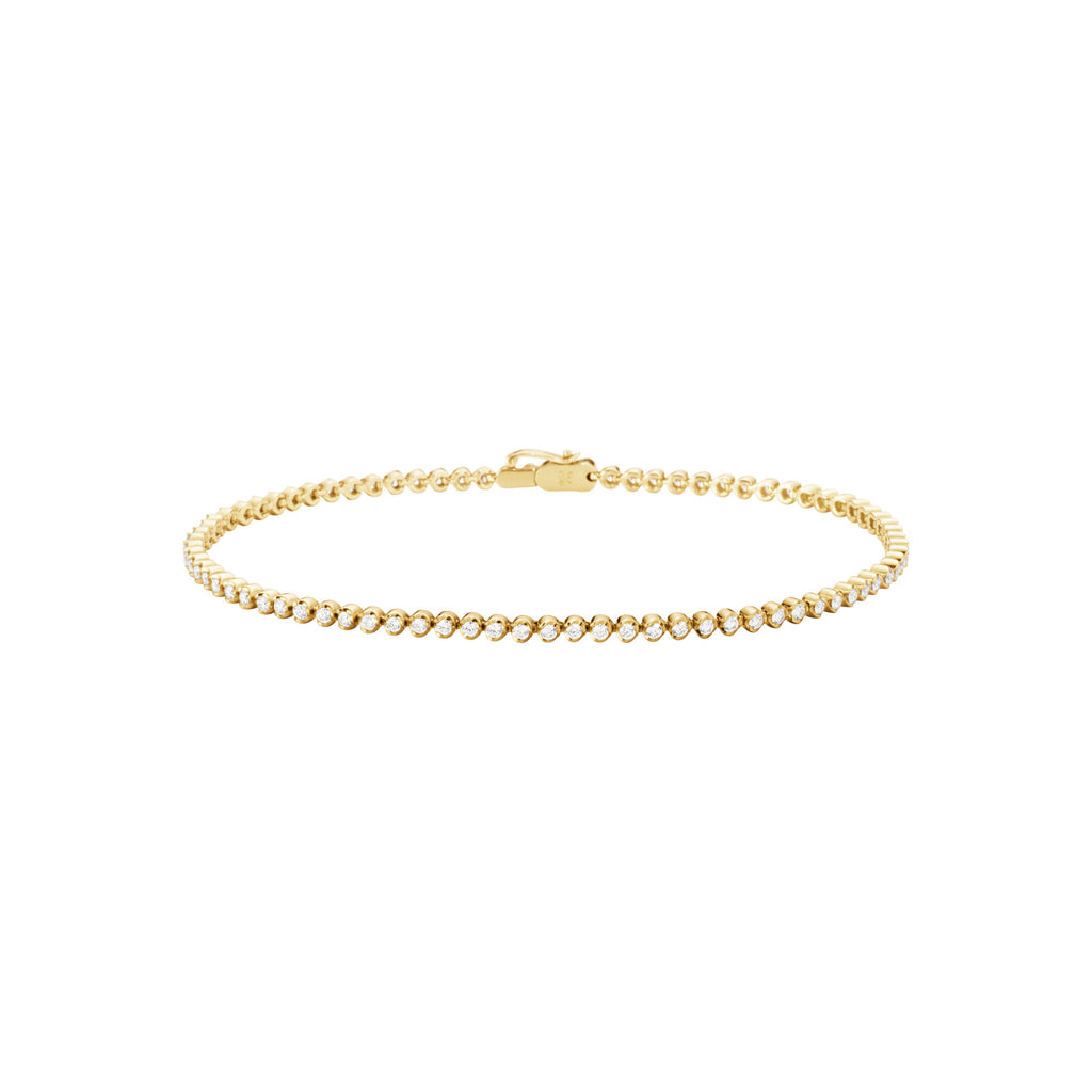 Signature Slim Tennis 18K Gold Bracelet w. Diamonds