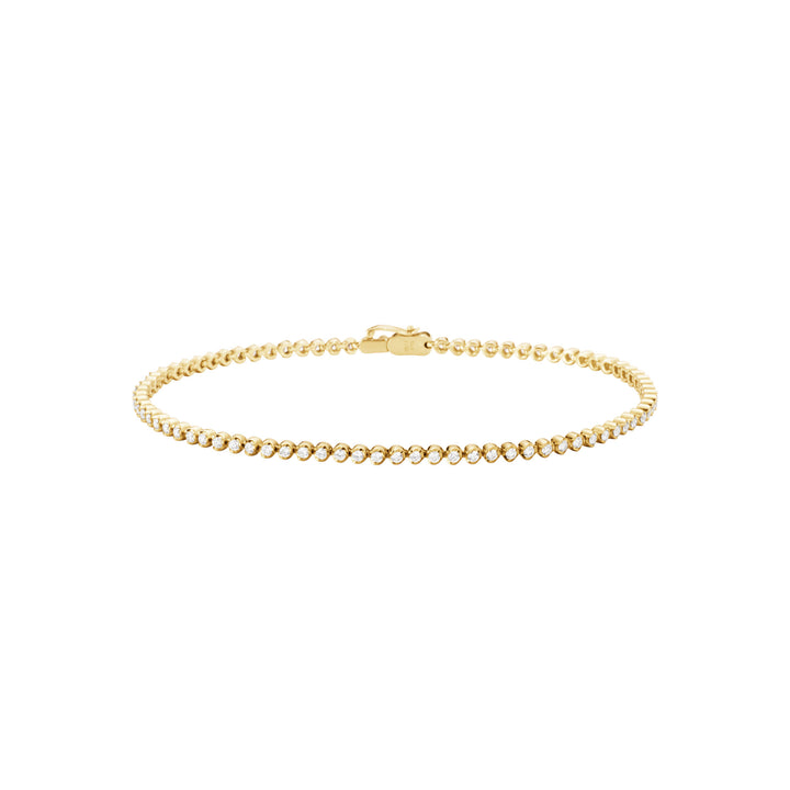 Signature Slim Tennis 18K Gold Bracelet w. Diamonds