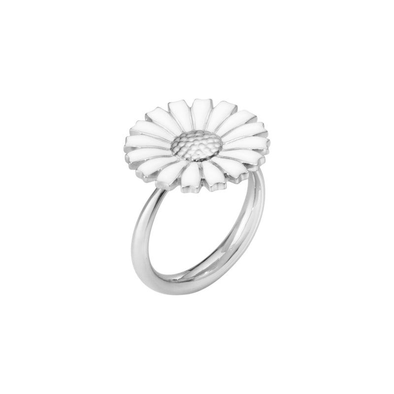 Daisy Silver Ring w. White Enamel