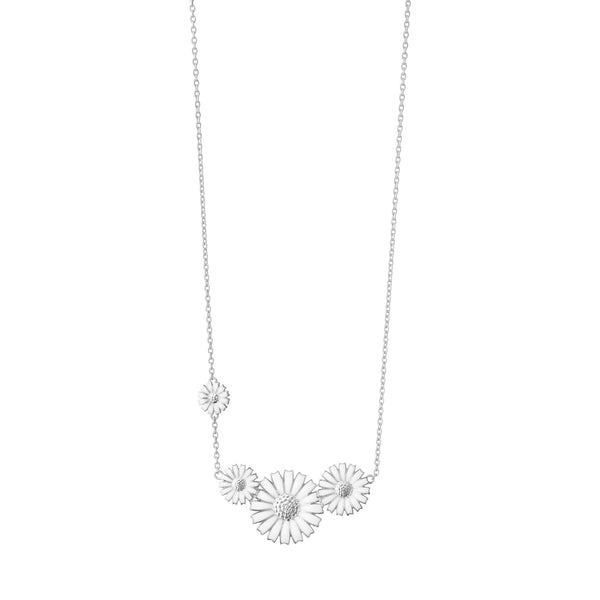 Daisy Four Flower Silver Necklace