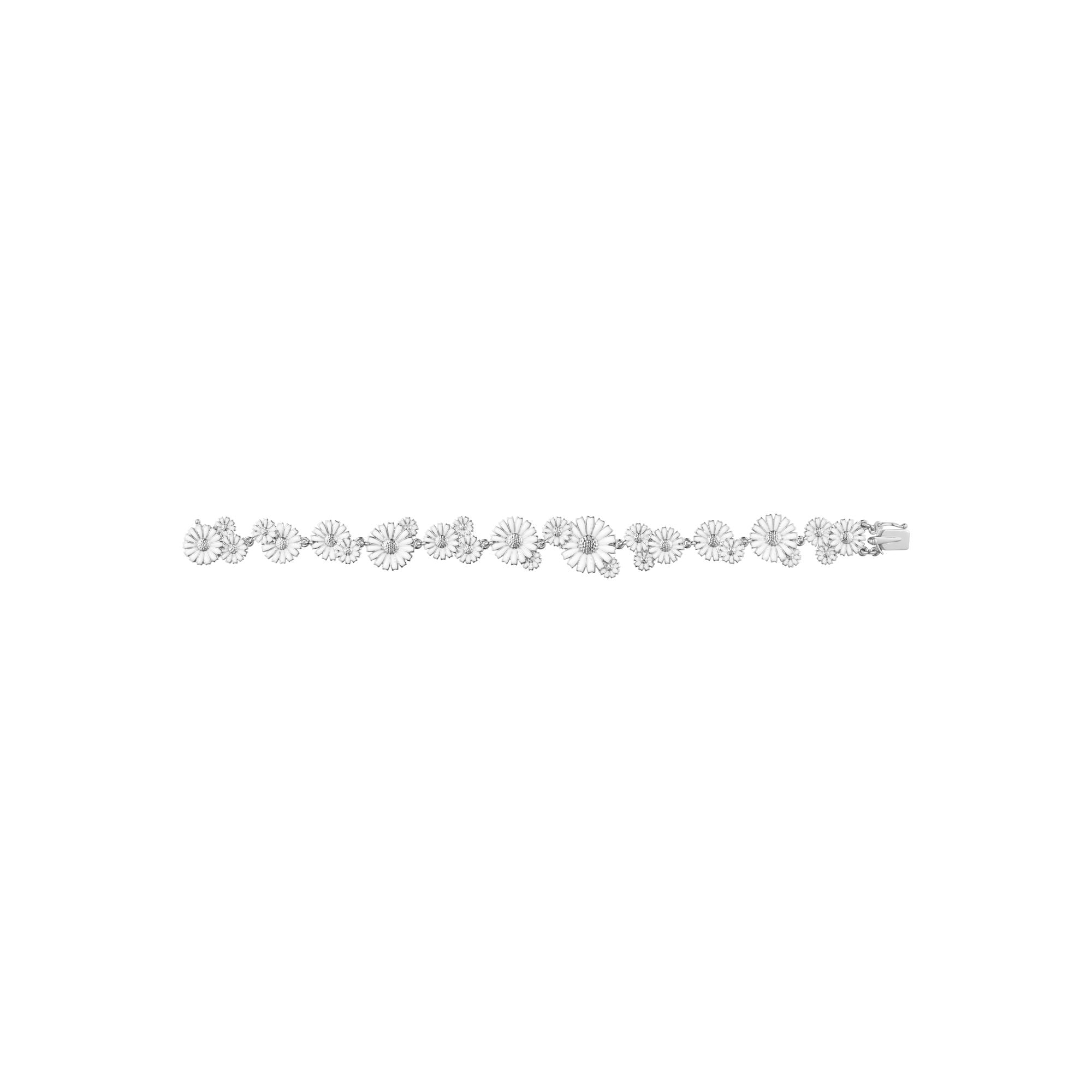 Daisy Layered Row Silver Bracelet w. White Enamel – The Jewellery Room