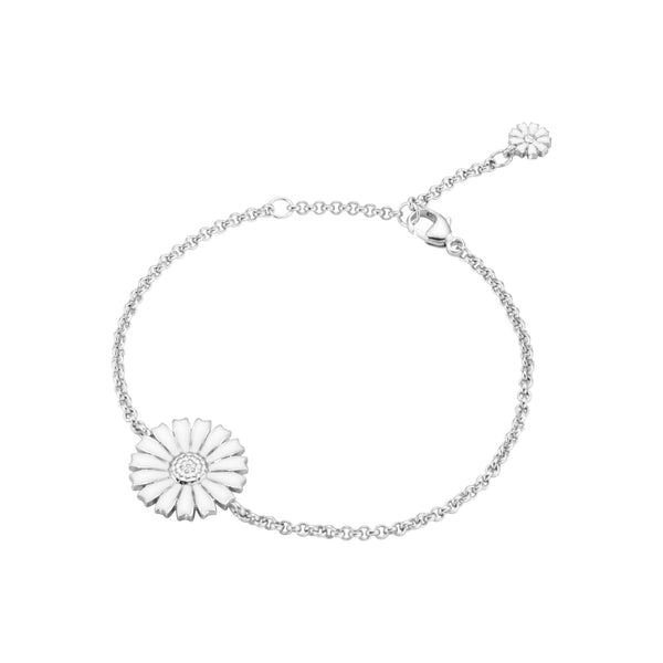 Daisy Silver Bracelet w. White Enamel