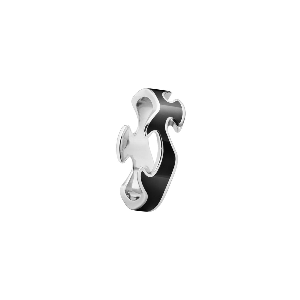 Fusion 18K White Gold Center Ring w. Black HyCeram