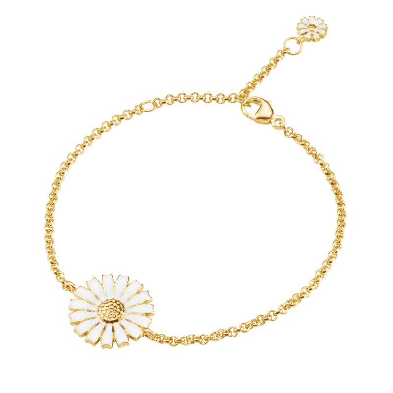 Daisy Gold Plated Bracelet w. White Enamel