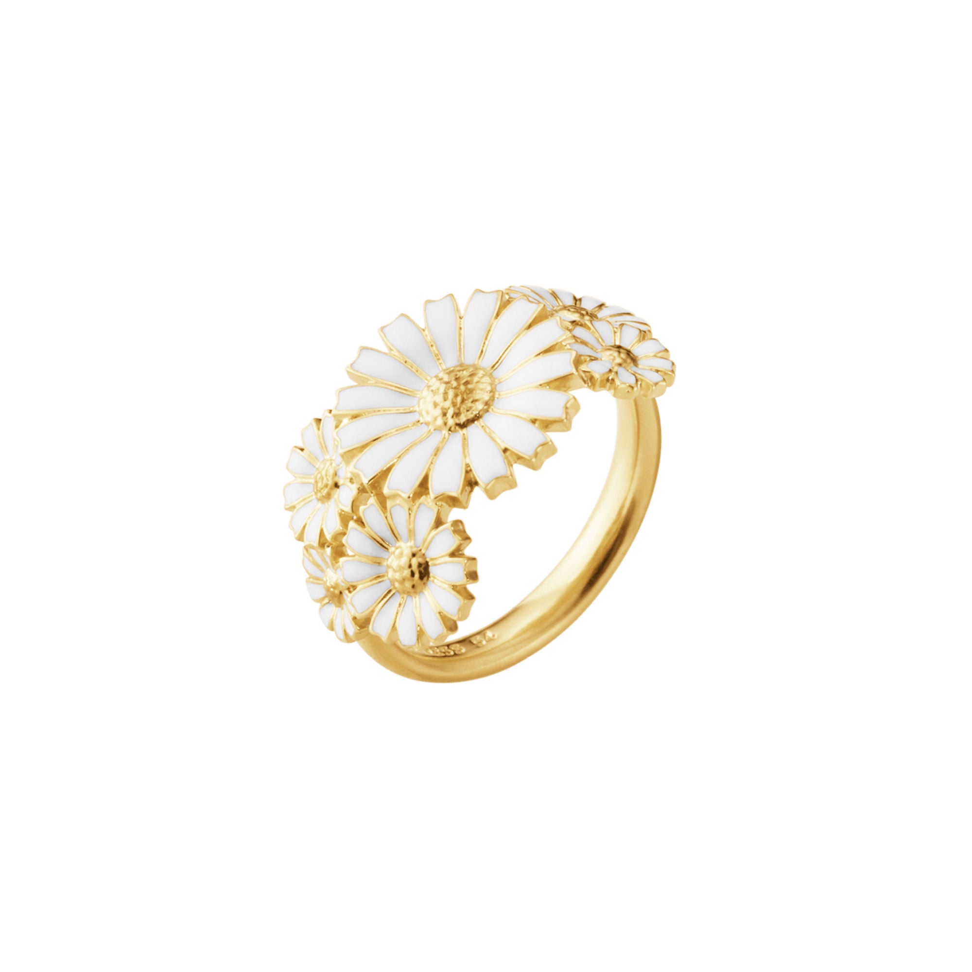 Georg Jensen Daisy Layered Gold Plated Ring w. White Enamel – The ...