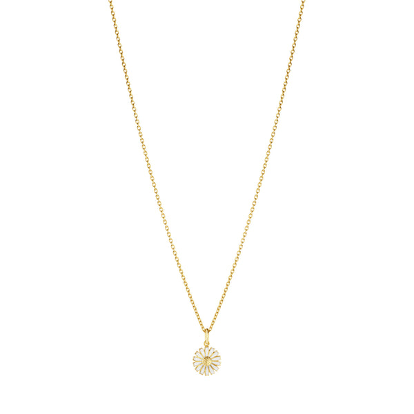 Daisy 11 mm Gold Plated Necklace w. White Enamel