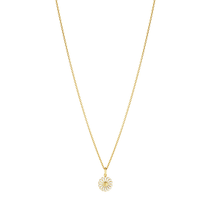 Daisy 11 mm Gold Plated Necklace w. White Enamel