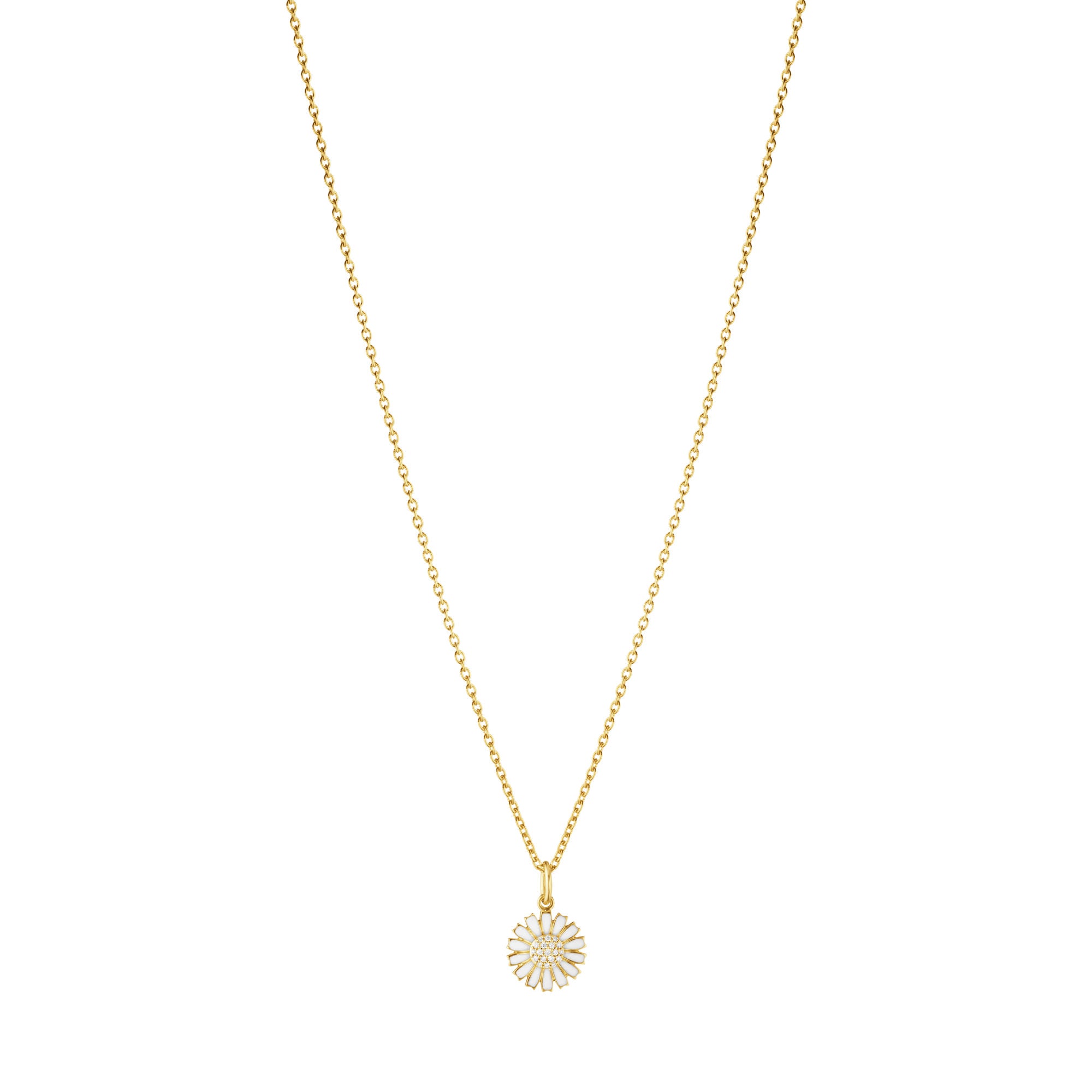 Daisy 11 mm Gold Plated Necklace w. 0.05ct Diamonds