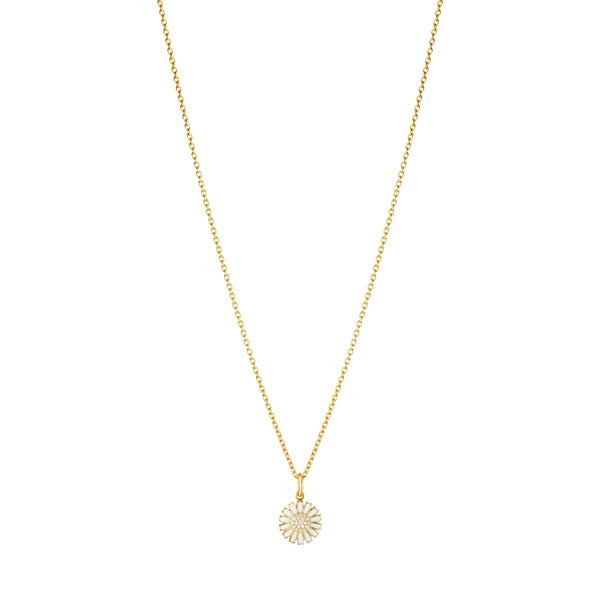 Daisy 11 mm Gold Plated Necklace w. 0.05ct Diamonds