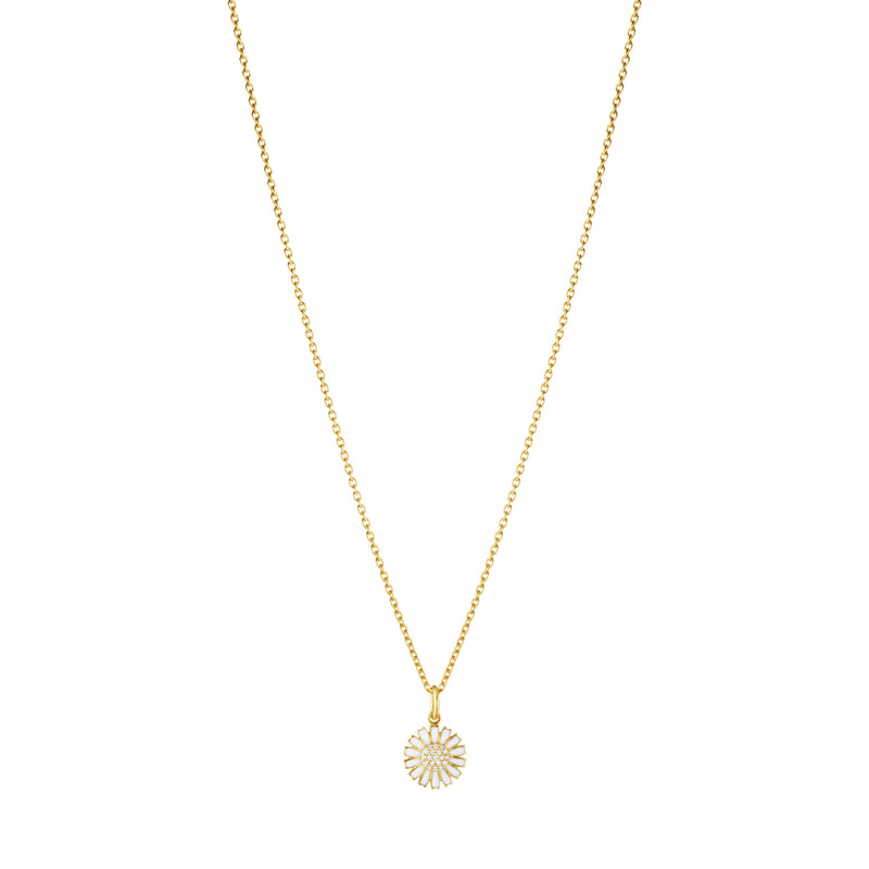 Daisy 11 mm Gold Plated Necklace w. 0.05ct Diamonds