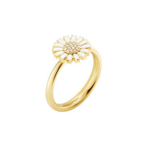 Daisy 11 mm Gold Plated Ring w. 0.05ct Diamonds