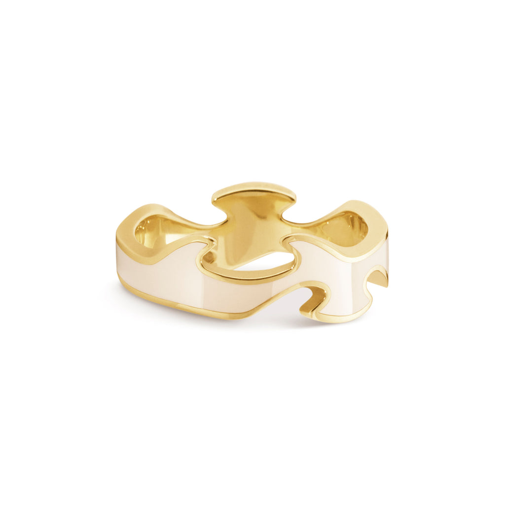 Fusion 18K Gold Center Ring w. Beige HyCeram