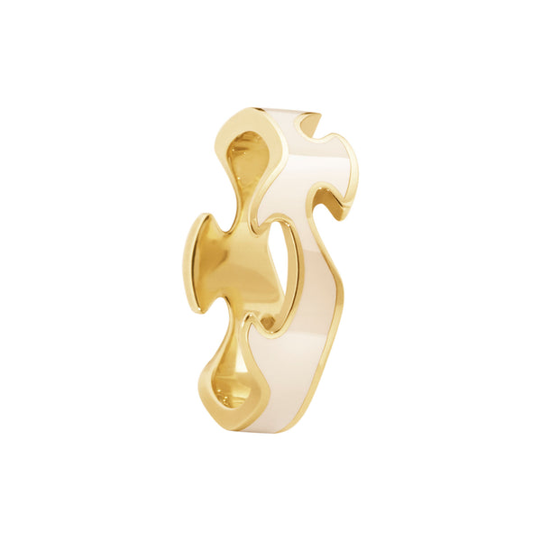 Fusion 18K Gold Center Ring w. Beige HyCeram