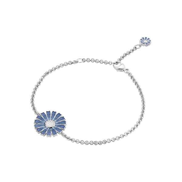 Daisy Silver Bracelet w. Blue Enamel