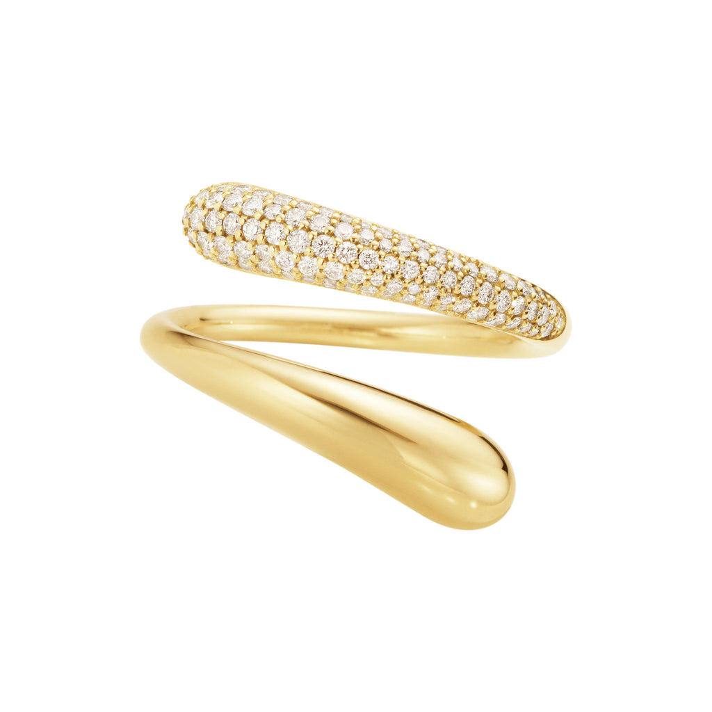 Mercy Twist 18K Gold Ring w. Pavé 0.37 Ct Diamonds