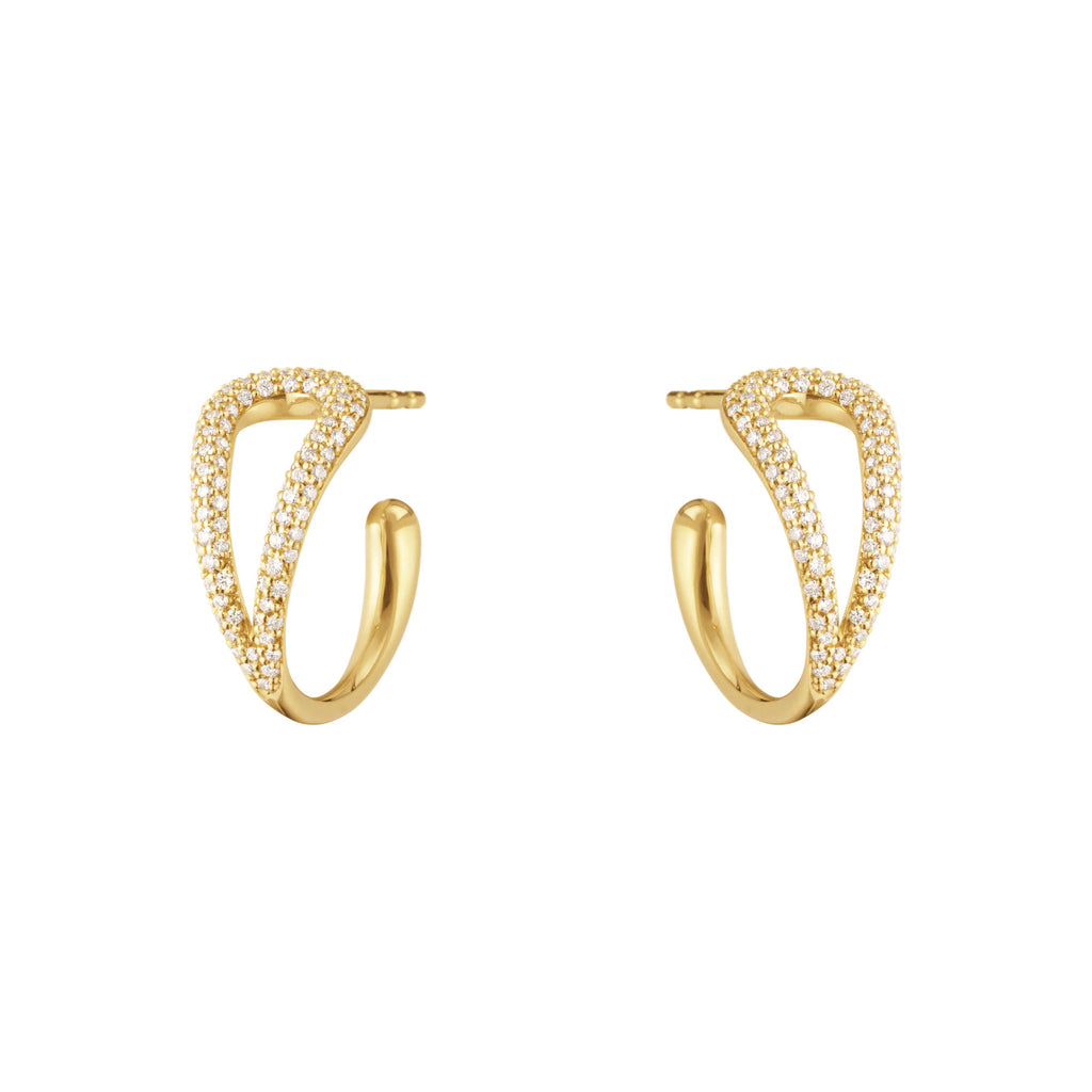 Mercy Swirl 18K Gold Hoops w. Diamonds