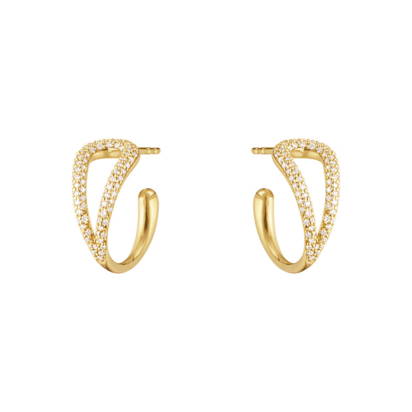 Mercy Swirl 18K Gold Hoops w. Diamonds
