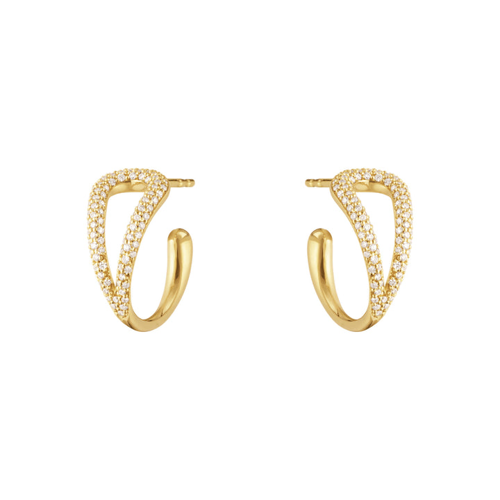 Mercy Swirl 18K Gold Hoops w. Diamonds