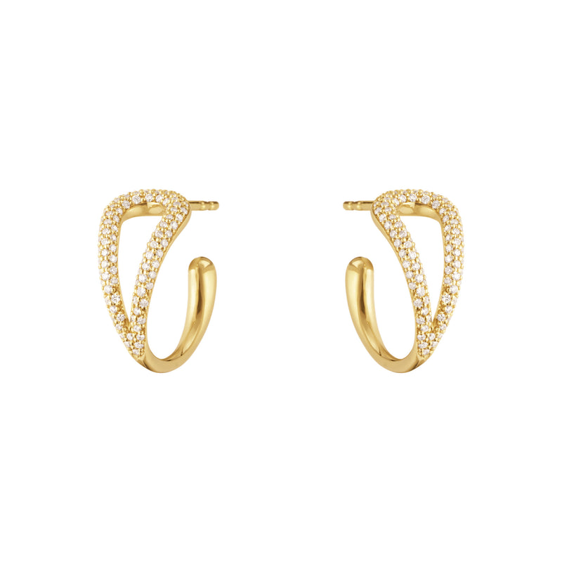 Mercy Swirl 18K Gold Hoops w. Diamonds