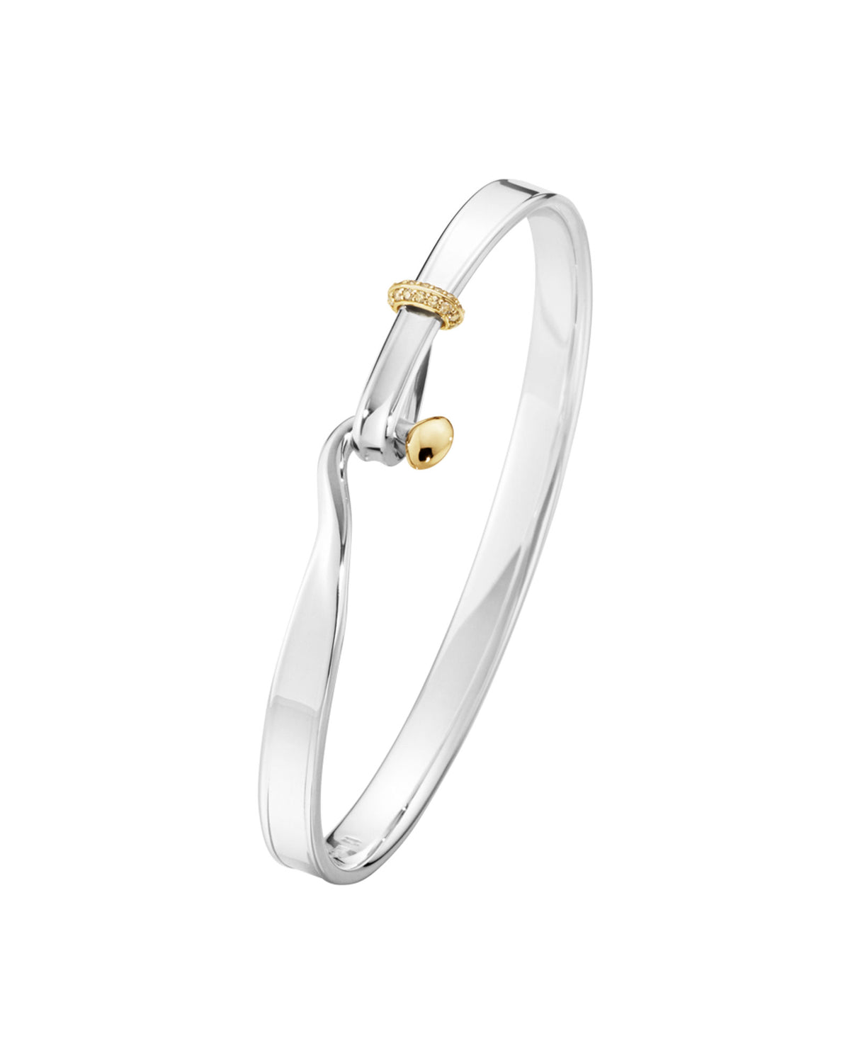 Torun Silver & Gold Bangle w. Champagne Diamonds
