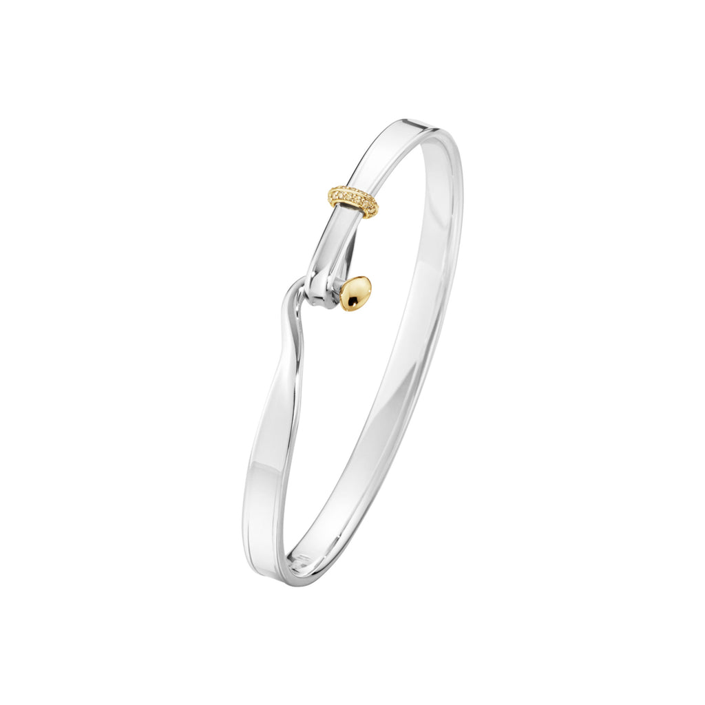 Torun Silver & Gold Bangle w. Champagne Diamonds