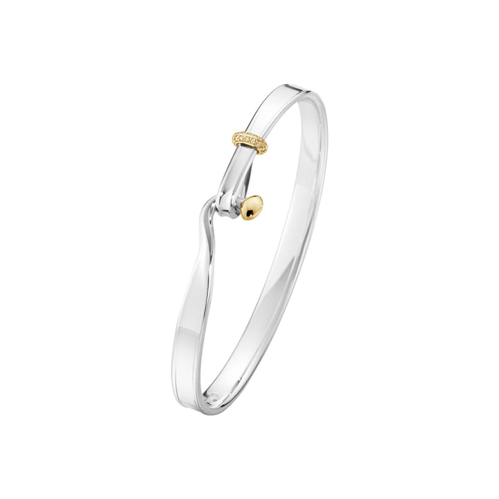 Torun Silver & Gold Bangle w. Champagne Diamonds