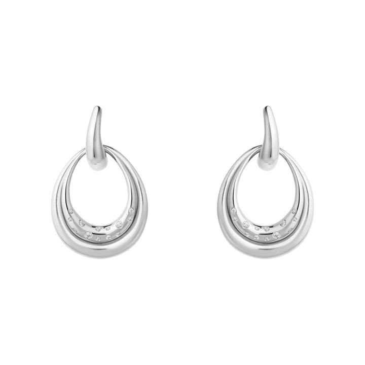 Offspring Medium Silver Earrings w. Diamonds