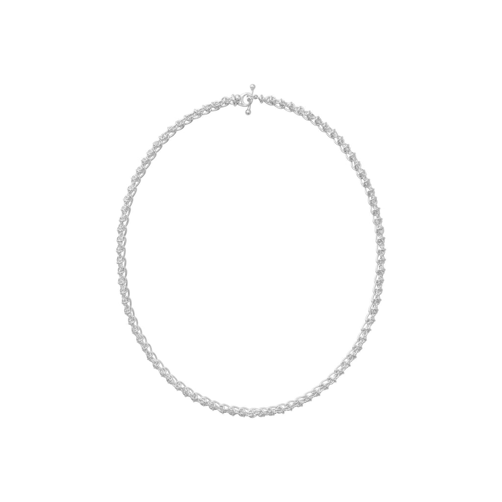 Weft Slim Single Link Silver Necklace