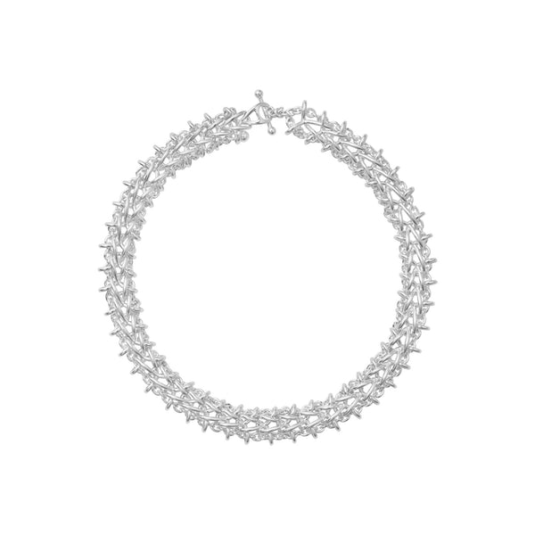 Weft Double Link Silver Necklace