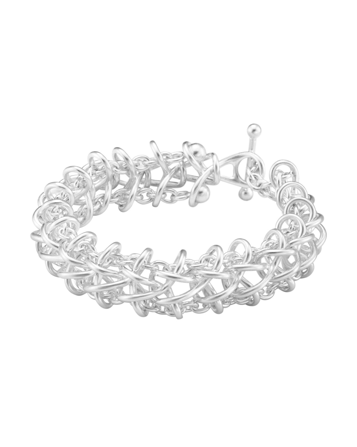Weft Double Link Silver Bracelet