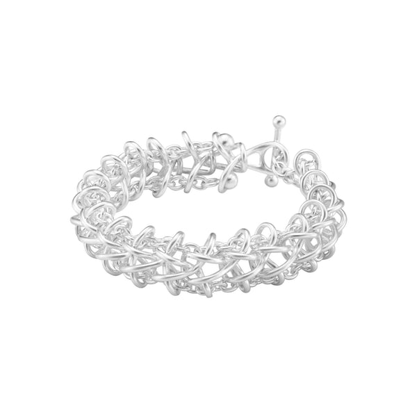 Weft Double Link Silver Bracelet