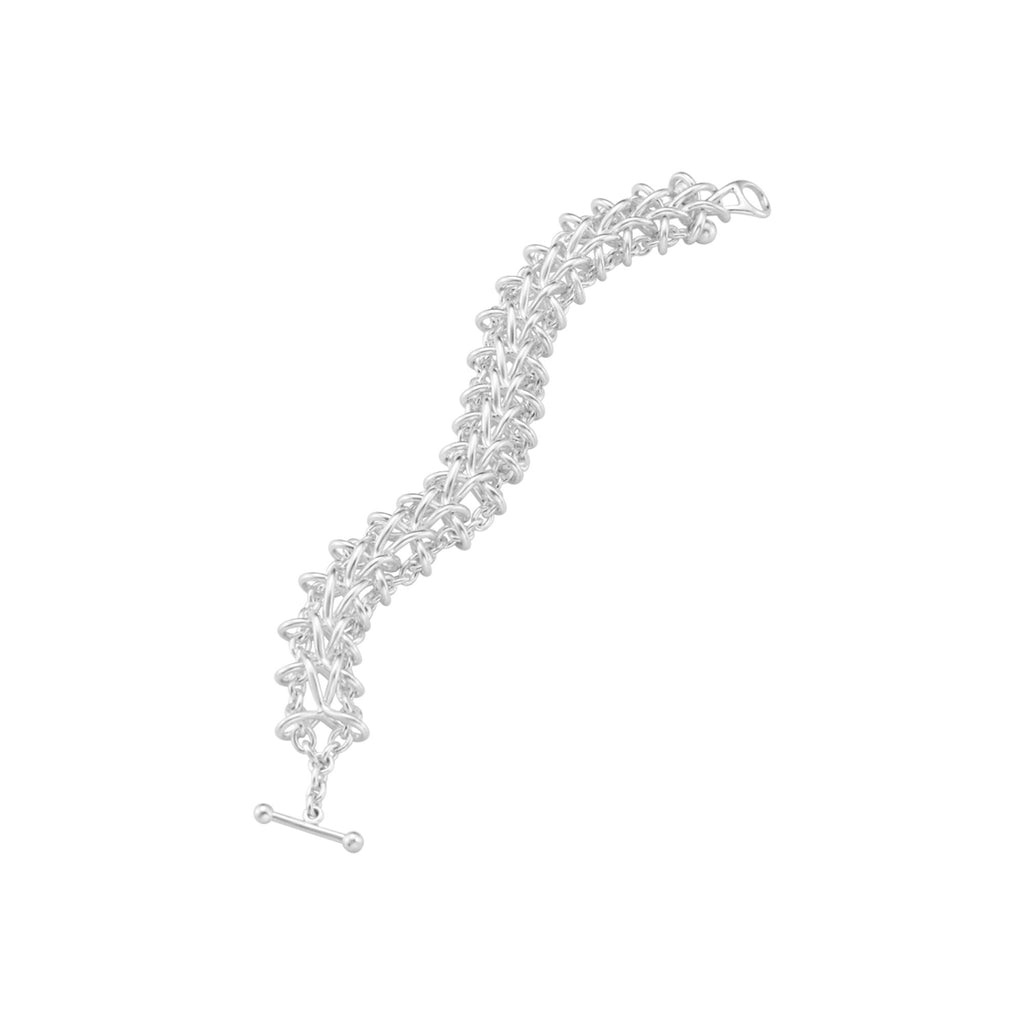 Weft Double Link Silver Bracelet