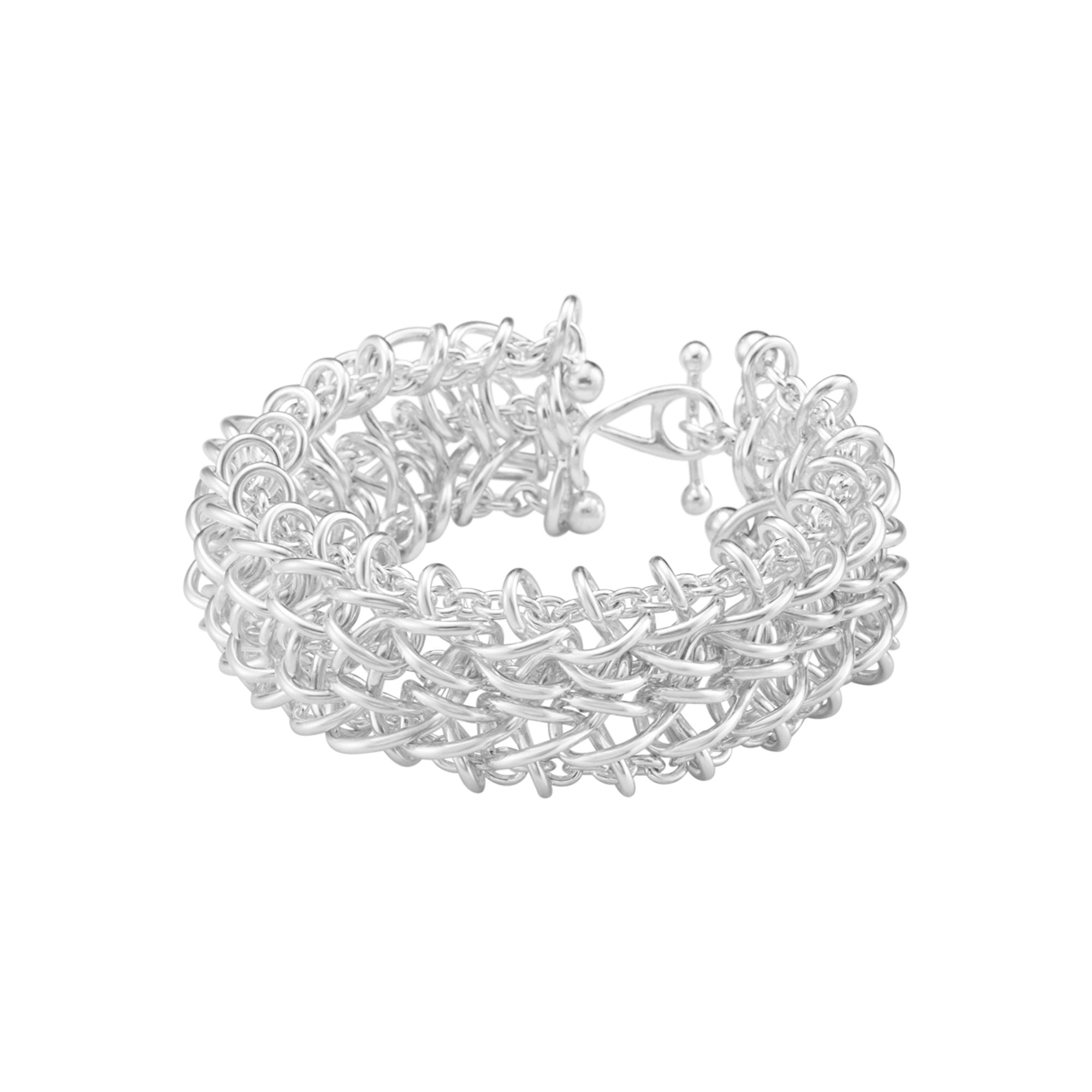 Weft Tripple Link Silver Bracelet