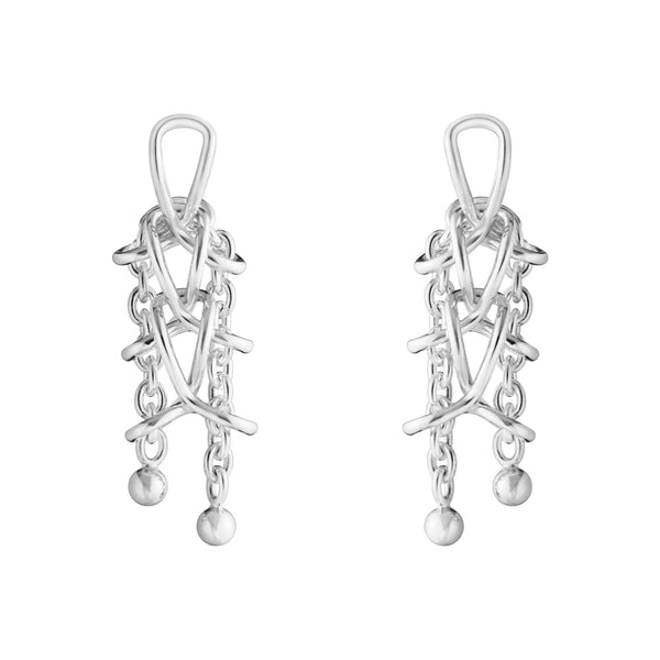 Weft Double Link Silver Earring