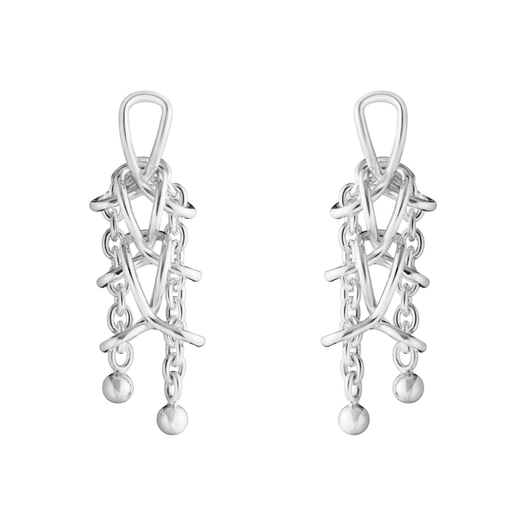 Weft Double Link Silver Earring