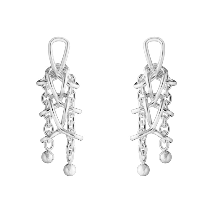 Weft Double Link Silver Earring