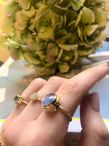 Cocktail 18K Gold Ring w. Sapphire & Diamond