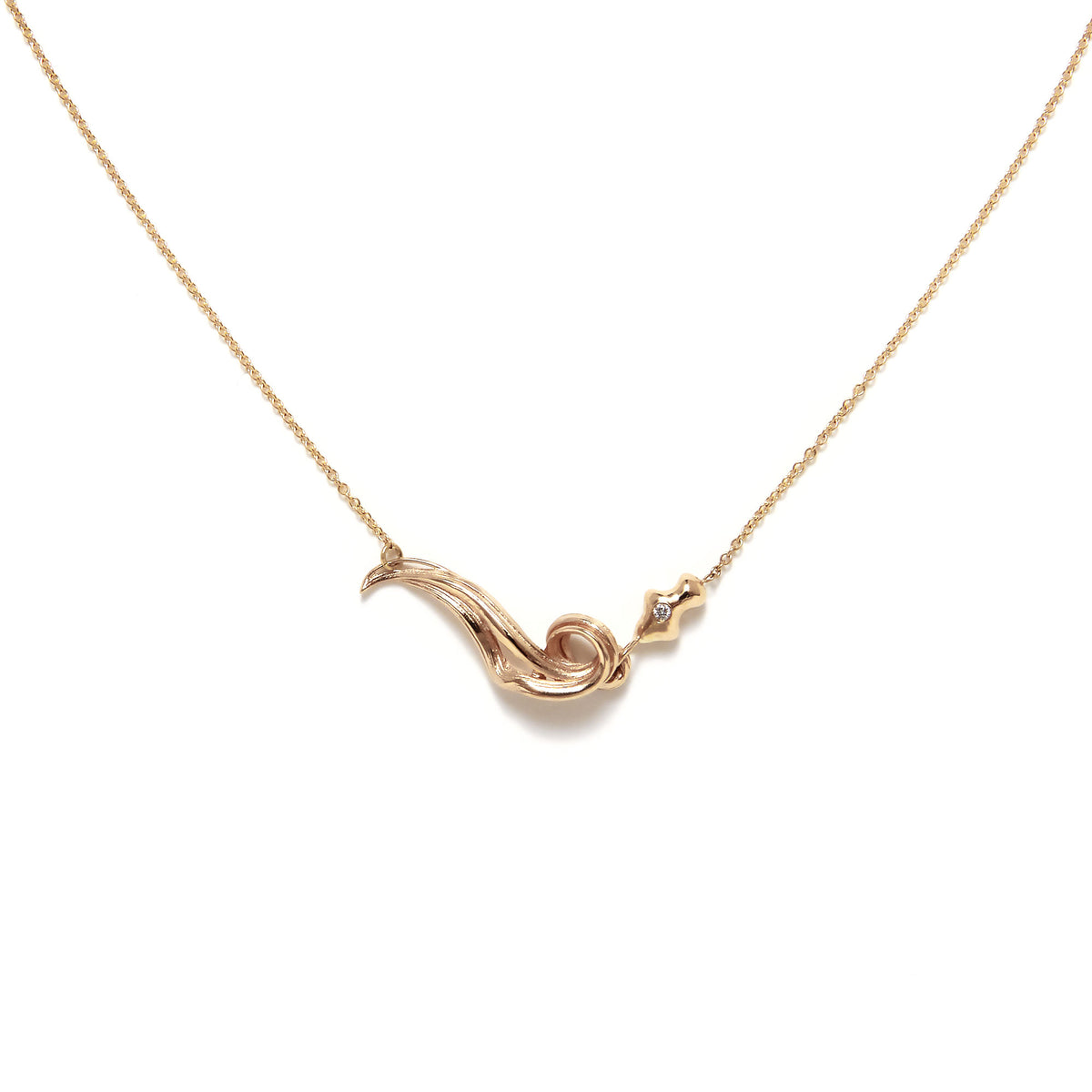 Unda 14K Gold Necklace w. Diamond