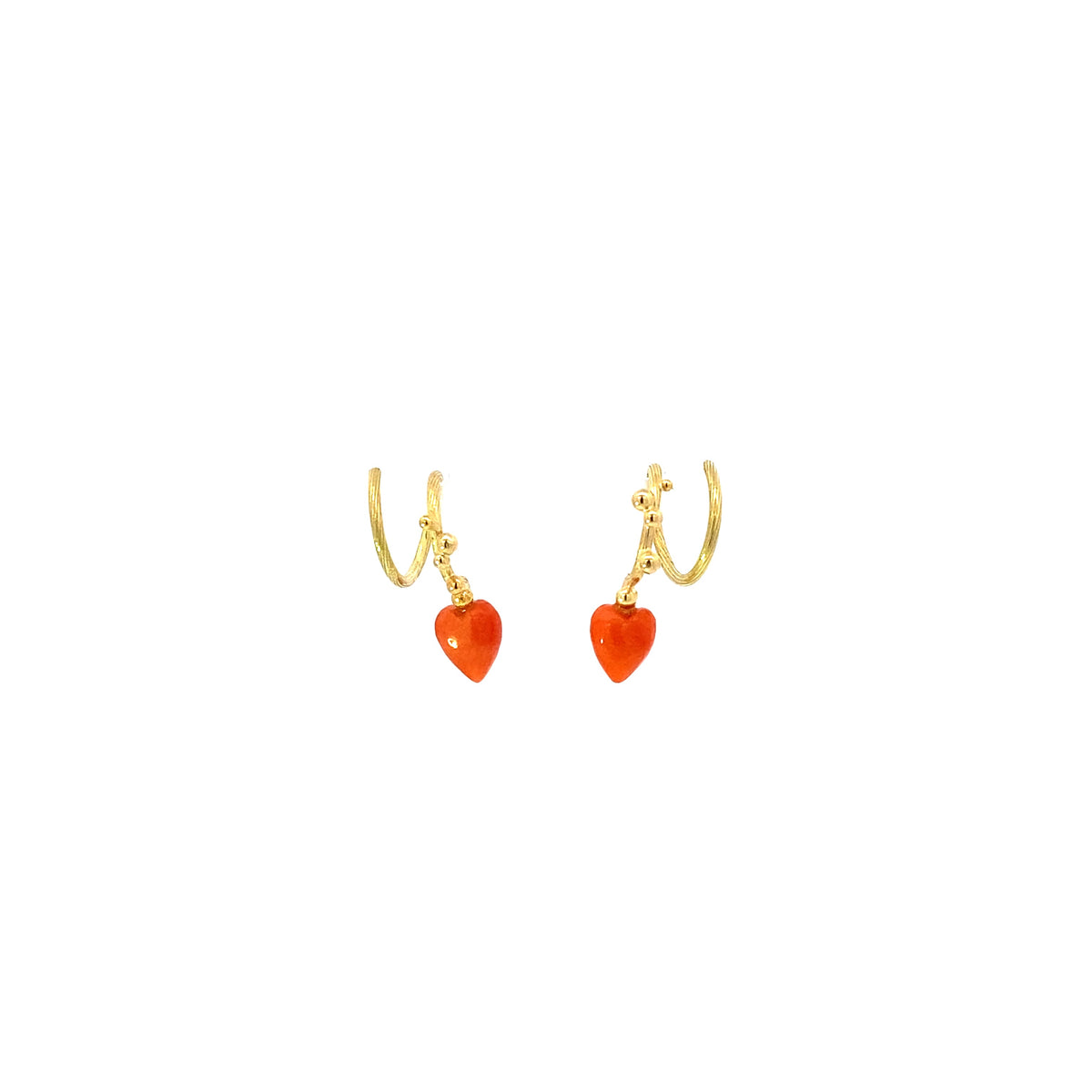 Spiral 18K & 22K Gold Earrings w. Corals