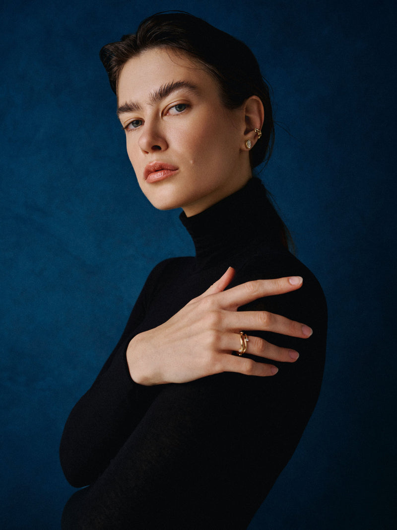 Bare Souls Dobbelt Tråd 18K Guld Ear Cuff m. 0,06 ct Diamanter