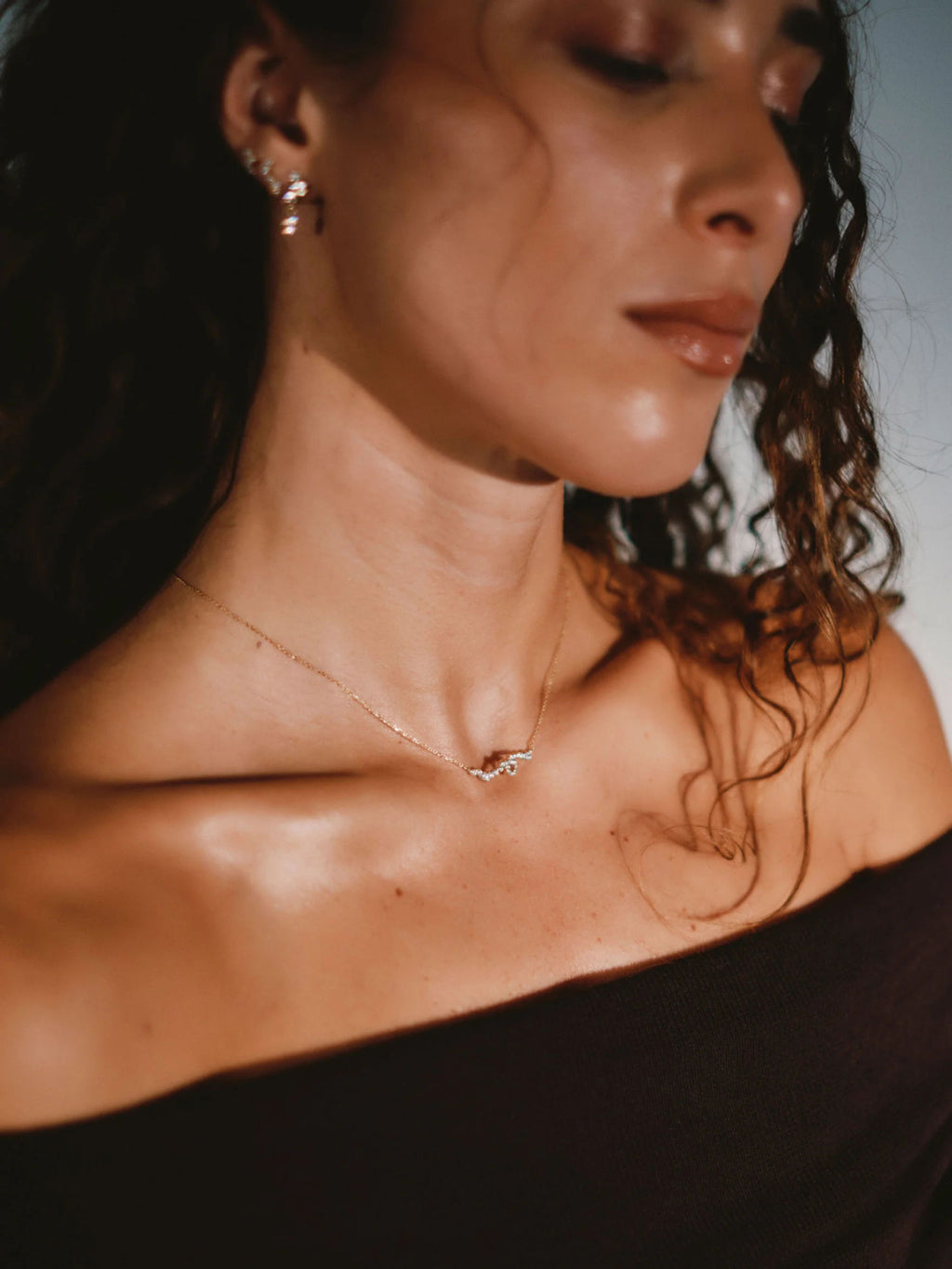 Elysia Halon 14K Gold Necklace w. Diamonds